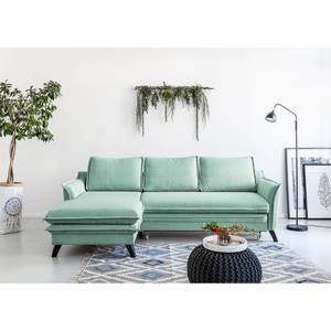 Hoekbank Mia Mia II geweven stof - Babyblauw - Longchair vooraanzicht links