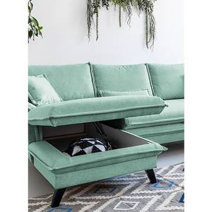 Ecksofa Mia Mia II Webstoff - Babyblau - Longchair davorstehend links