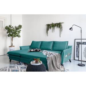 Ecksofa Mia Mia II Webstoff - Petrol - Longchair davorstehend links