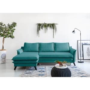 Ecksofa Mia Mia II Webstoff - Petrol - Longchair davorstehend links