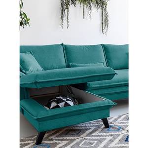 Ecksofa Mia Mia II Webstoff - Petrol - Longchair davorstehend links