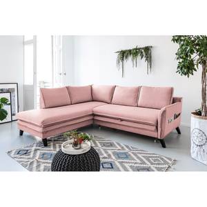 Ecksofa Mia Mia I Webstoff - Mauve - Ottomane davorstehend links