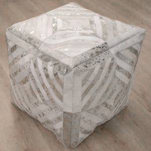 Pouf carré Spark III Cuir - Blanc / Doré - Blanc / Doré - 45 x 45 cm