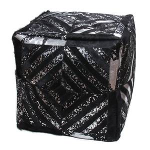 Pouf carré Spark III Cuir - Noir / Argenté - Noir / Argenté - 45 x 60 cm