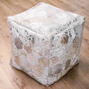 Pouf carré Spark II Cuir - Blanc / Argenté - Blanc / Argenté - 45 x 60 cm