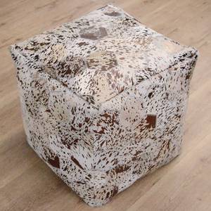 Pouf carré Spark II Cuir - Blanc / Cuivre - Blanc / Cuivre - 45 x 60 cm