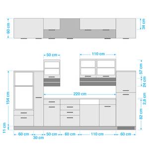 Küchenzeile Mailand VII Mit Apothekerschrank - Weiß - Ohne Kochfeld - Ohne Elektrogeräte