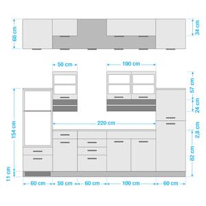 Küchenzeile Mailand V Weiß - Ohne Kochfeld - Ohne Elektrogeräte