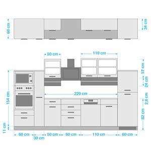 Küchenzeile Mailand VII Mit Apothekerschrank - Graphit - Induktion - Mit Elektrogeräten