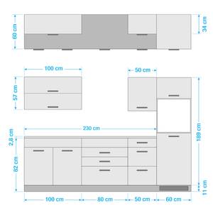 Küchenzeile Mailand VIII Graphit - Ohne Kochfeld - Ohne Elektrogeräte - Ohne Kühlschrank