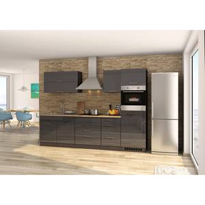 Küchenzeile Mailand VIII Graphit - Induktion - Mit Elektrogeräten - Ohne Kühlschrank