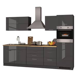 Küchenzeile Mailand VIII Graphit - Glaskeramik - Mit Elektrogeräten - Ohne Kühlschrank