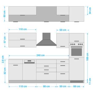 Küchenzeile Mailand IX Graphit - Induktion - Mit Elektrogeräten - Ohne Kühlschrank