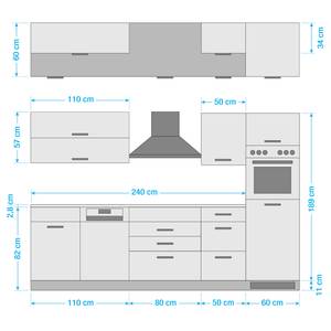 Küchenzeile Mailand IX Graphit - Glaskeramik - Mit Elektrogeräten - Mit Kühlschrank