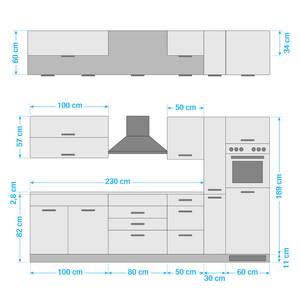 Küchenzeile Mailand X Mit Apothekerschrank - Graphit - Induktion - Mit Elektrogeräten - Ohne Kühlschrank