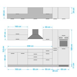 Küchenzeile Mailand X Mit Apothekerschrank - Graphit - Glaskeramik - Mit Elektrogeräten - Ohne Kühlschrank