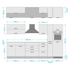 Küchenzeile Mailand X Mit Apothekerschrank - Weiß - Induktion - Mit Elektrogeräten - Mit Kühlschrank