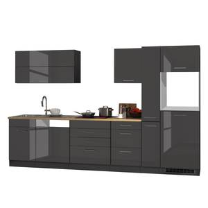 Küchenzeile Mailand XI Mit Apothekerschrank - Graphit - Ohne Kochfeld - Ohne Elektrogeräte - Ohne Kühlschrank