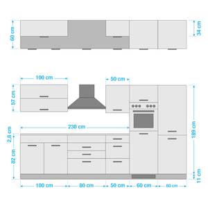 Küchenzeile Mailand XII Graphit - Glaskeramik - Mit Elektrogeräten