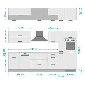 Keukenblok Mailand XI Met apothekerskast - Grafiet - Glas-keramisch - Met elektrische apparatuur - Zonder koelkast