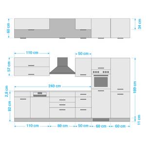 Küchenzeile Mailand XIII Graphit - Induktion - Mit Elektrogeräten