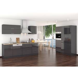 Küchenzeile Mailand XV Mit Apothekerschrank - Graphit - Ohne Kochfeld - Ohne Elektrogeräte