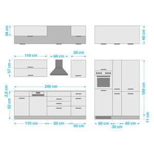 Keukenblok Mailand XV Met apothekerskast - Grafiet - Glas-keramisch - Met elektrische apparatuur