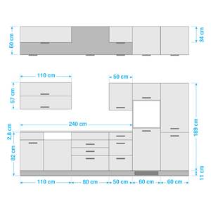 Keukenblok Mailand XIII Grafiet - Zonder haardplaat - Zonder elektrische apparatuur