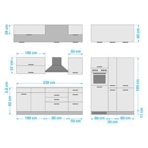 Küchenzeile Mailand XIV Graphit - Glaskeramik - Mit Elektrogeräten