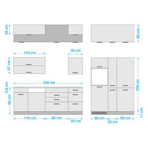 Küchenzeile Mailand XV Mit Apothekerschrank - Weiß - Ohne Kochfeld - Ohne Elektrogeräte