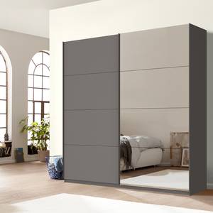 Schwebetürenschrank SKØP VII Graphit / Grauspiegel - 225 x 222 cm - 2 Türen - Comfort