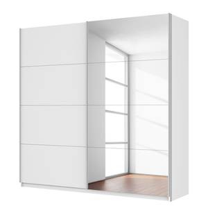 Schwebetürenschrank SKØP VI Kristallspiegel / Alpinweiß - 225 x 222 cm - 2 Türen - Comfort