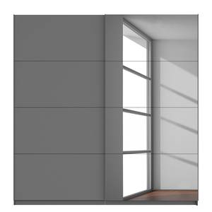 Schwebetürenschrank SKØP VII Graphit / Grauspiegel - 225 x 236 cm - 2 Türen - Comfort