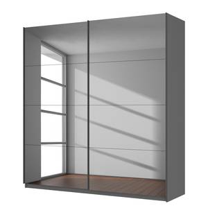 Schwebetürenschrank SKØP V Grauspiegel / Graphit - 225 x 236 cm - 2 Türen - Comfort