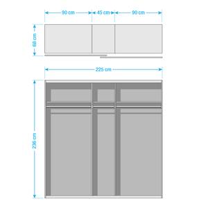 Schwebetürenschrank SKØP V Grauspiegel / Graphit - 225 x 236 cm - 2 Türen - Comfort