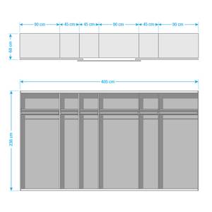 Schwebetürenschrank SKØP VII Graphit / Grauspiegel - 405 x 236 cm - 3 Türen - Premium