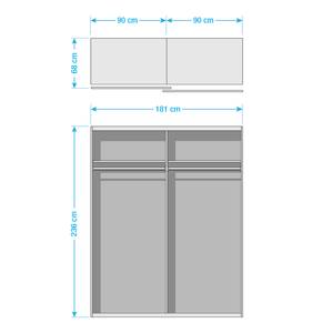 Schwebetürenschrank SKØP VII Graphit / Grauspiegel - 181 x 236 cm - 2 Türen - Classic