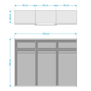 Schwebetürenschrank SKØP V Grauspiegel / Graphit - 270 x 222 cm - 3 Türen - Classic
