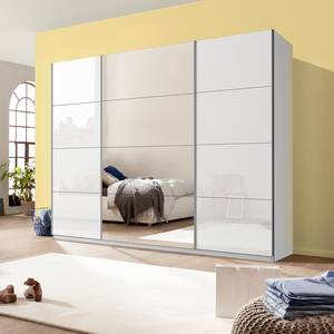 Schwebetürenschrank SKØP VIII Hochglanz Weiß / Kristallspiegel / Weiß - 315 x 236 cm - 3 Türen - Premium