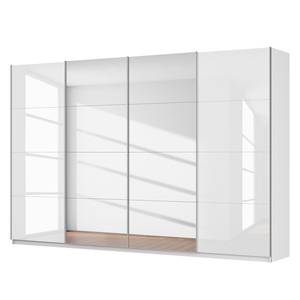 Schwebetürenschrank SKØP VIII Hochglanz Weiß / Kristallspiegel / Weiß - 360 x 222 cm - 4 Türen - Comfort
