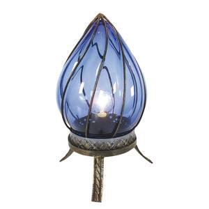 Tischleuchte Orient Kristallglas / Edelstahl - 1-flammig - Blau