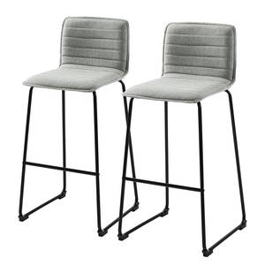 Chaises de bar Avins (lot de 2) Tissu / Métal - Gris clair / Noir