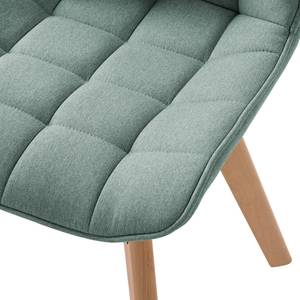 Chaises capitonnées Burgas (lot de 2) rotatif - Tissu / Hêtre massif - Menthe / Hêtre