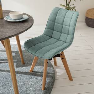 Gestoffeerde stoelen Burgas (set van 2) draaibaar - geweven stof/massief beukenhout - muntkleurig/beukenhout