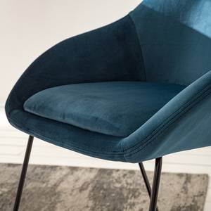 Gestoffeerde stoel Manoyo fluweel/metaal - blauw/zwart