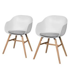 Chaises  à accoudoirs Laura (lot de 2) Tissu / Chêne massif - Chêne - Blanc