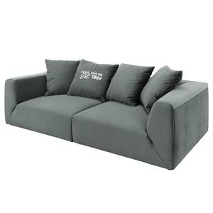 Grand canapé Big Cube Casual Velours - Gris - Largeur : 274 cm