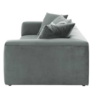 Grand canapé Big Cube Casual Velours - Gris - Largeur : 274 cm