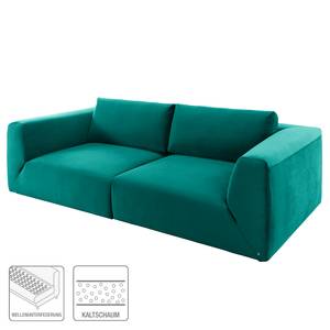 Bigsofa Big Cube Style Samt - Petrol - Breite: 274 cm