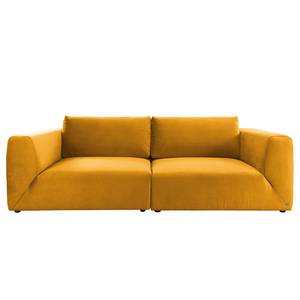 Grand canapé Big Cube Style Velours - Jaune moutarde - Largeur : 304 cm